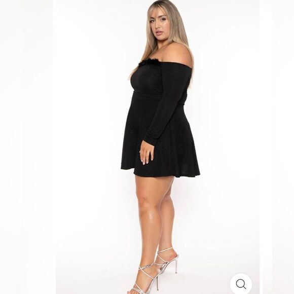 CURVY SENSE PLUS SIZE VIVIENNA BOA
FLARE DRESS - BLACK - Picture 3 of 4